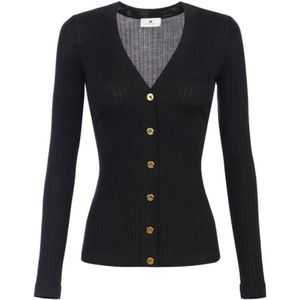 Elisabetta Franchi, Dames, Truien, Zwart, Maat: XS Kasjmier,
