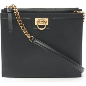 Salvatore Ferragamo Pre-owned, Dames, Pre-owned, Zwart, Maat: ONE Size Leer,