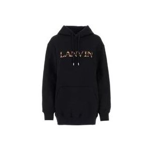 Lanvin Zwarte katoenen sweatshirt - Klassieke stijl , Black , Dames , Maat: S