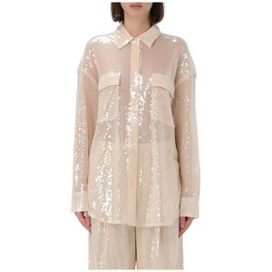 Hugo, Dames, Blouses & Shirts, Beige, Maat: L