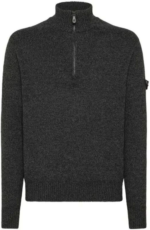 Peuterey - Braille 03 - Wollen Trui - Zwart - Halve Ritssluiting