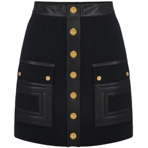 Elisabetta Franchi, Dames, Rokken, Zwart, Maat: XS Leer,