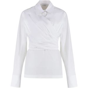Sportmax, Dames, Blouses & Shirts, Wit, Maat: S Katoen,
