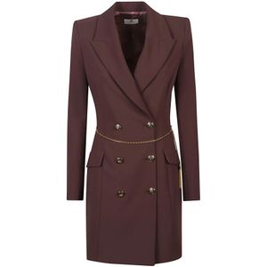 Elisabetta Franchi, Dames, Jurken, Bruin, Maat: S Leer,