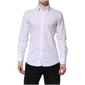 Dolce & Gabbana, Heren, Overhemden, Wit, Maat: M Katoen,