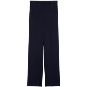 Max Mara Studio, Dames, Broeken, Blauw, Maat: 2XS Wol,