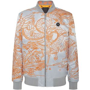 Philipp Plein, Heren, Jassen, Grijs, Maat: XL Satijn,