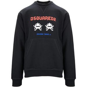 Dsquared2, Heren, Sweatshirts & Hoodies, Zwart, Maat: L Katoen,
