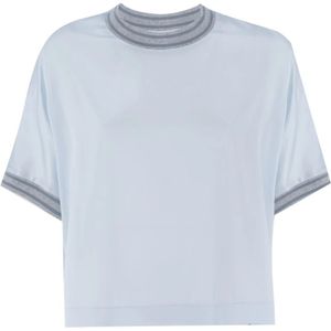 Panicale, Dames, Tops, Blauw, Maat: XS Zijde,