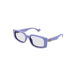 Gucci Minimalistische Rechthoekige Zonnebril Gg1534S 005 , Purple , Dames , Maat: 55 MM