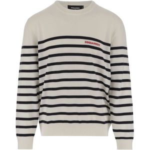 Dsquared2 - Gestreepte Wollen Trui - Wit - Heren