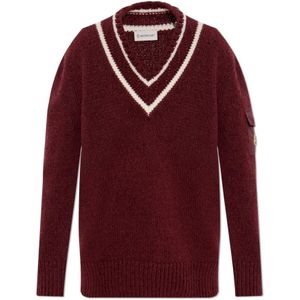 Moncler, Dames, Truien, Rood, Maat: XS Wol,