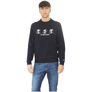 Sun68, Heren, Sweatshirts & Hoodies, Blauw, Maat: M Wol,