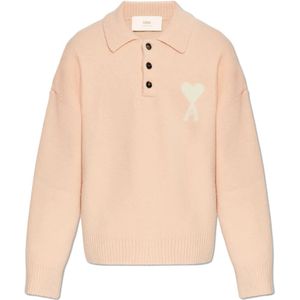 Ami Paris, unisex, Truien, Roze, Maat: 2XS Wol,