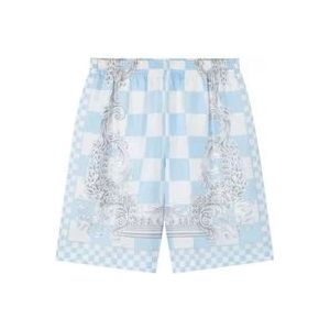 Versace Ruitjesprint Zijden Shorts , Multicolor , Heren , Maat: M