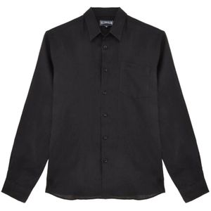 Vilebrequin, Heren, Overhemden, Zwart, Maat: XS Linnen,