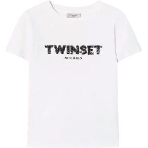 Twinset, Dames, Tops, Wit, Maat: S Katoen,