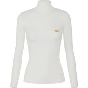 Elisabetta Franchi, Dames, Truien, Wit, Maat: S Zijde,