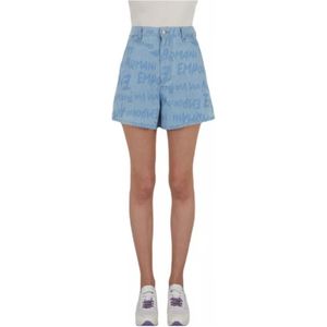 Emporio Armani, Dames, Korte broeken, Blauw, Maat: W27 Denim,