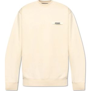 Jacquemus Sweatshirt met logo , Beige , Heren , Maat: M