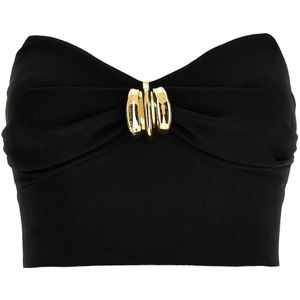 Elisabetta Franchi, Dames, Tops, Zwart, Maat: XS