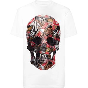 Philipp Plein, Heren, Tops, Wit, Maat: L Katoen,