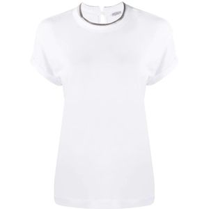 Brunello Cucinelli, Dames, Tops, Wit, Maat: L Katoen,