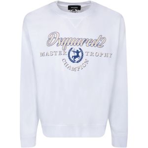 Dsquared2, Heren, Sweatshirts & Hoodies, Wit, Maat: S Katoen,