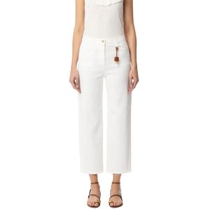 Elisabetta Franchi, Dames, Broeken, Beige, Maat: W28 Katoen,