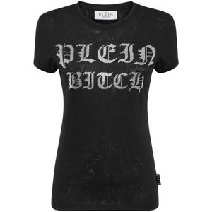 Philipp Plein, Dames, Tops, Zwart, Maat: S Katoen,