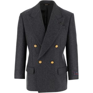 Gucci, Heren, Jassen, Grijs, Maat: 2XL Wol,