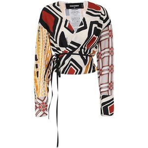 Dsquared2, Dames, Blouses & Shirts, Beige, Maat: M Poliester,