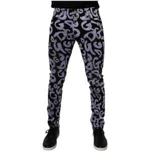 Dolce & Gabbana - Black Logo Monogram - Skinny Denim Jeans - Zwart