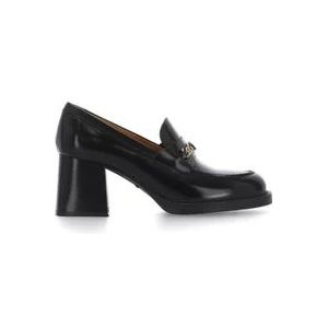 Tod's Zwarte Leren Loafer met Gouden Logo , Black , Dames , Maat: 38 EU