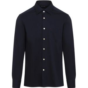 Kiton, Heren, Overhemden, Blauw, Maat: L Katoen,