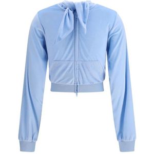 Balenciaga, Dames, Sweatshirts & Hoodies, Blauw, Maat: M Velours,