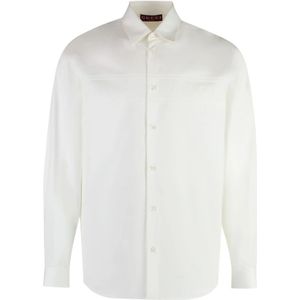Gucci, Heren, Overhemden, Wit, Maat: S Katoen,