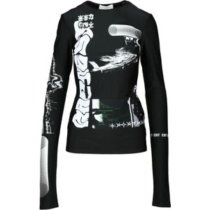 Sportmax, Dames, Tops, Zwart, Maat: XS Polyamide,