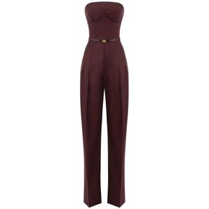 Elisabetta Franchi, Dames, Jumpsuits & Playsuits, Bruin, Maat: XS Wol,