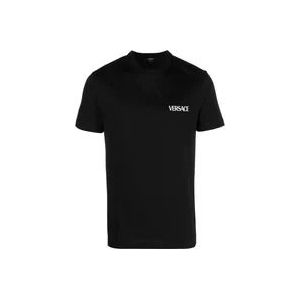 Zwart Logo Print T-shirt van Versace , Black , Heren , Maat: S