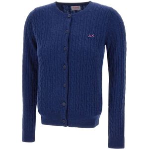 Sun68, Dames, Truien, Blauw, Maat: S Wol,