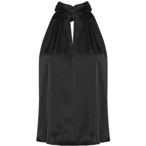 Karmamia, Dames, Tops, Zwart, Maat: S Satijn,