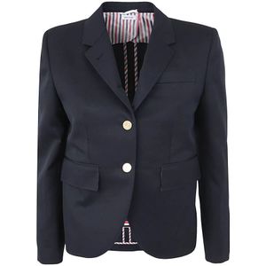 Thom Browne, Dames, Jassen, Blauw, Maat: S Gabardine,