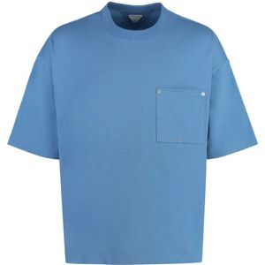 Bottega Veneta, Heren, Tops, Blauw, Maat: S Katoen,