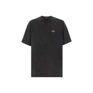 Fendi Katoenen T-Shirt met Logo Patch , Black , Heren , Maat: M