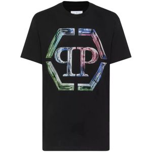 Philipp Plein, Heren, Tops, Zwart, Maat: XL Katoen,