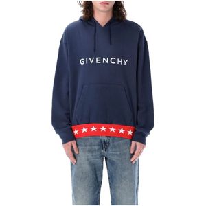 Givenchy, Heren, Sweatshirts & Hoodies, Blauw, Maat: S Katoen,