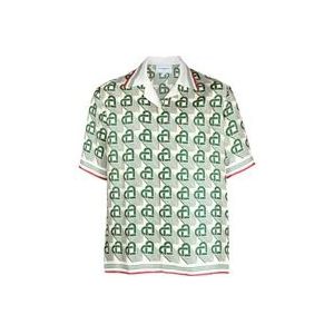 Casablanca Zijden Overhemd met Monogramprint en Hartmotief , Green , Heren , Maat: M