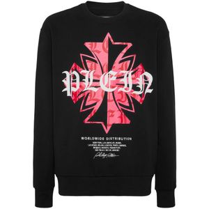 Philipp Plein, Heren, Sweatshirts & Hoodies, Zwart, Maat: S Katoen,