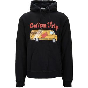 Dsquared2, Heren, Sweatshirts & Hoodies, Zwart, Maat: L Katoen,